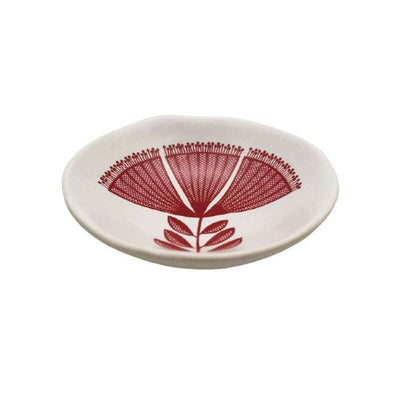Bowl Red Pohutukawa Lace On White 7cm