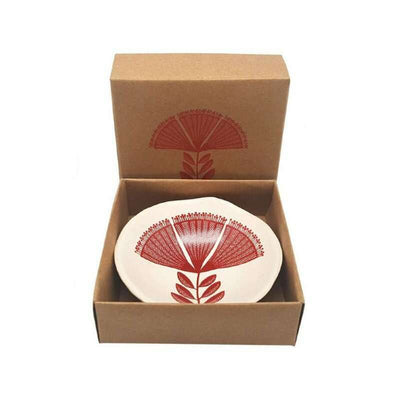 Bowl Red Pohutukawa Lace On White 7cm