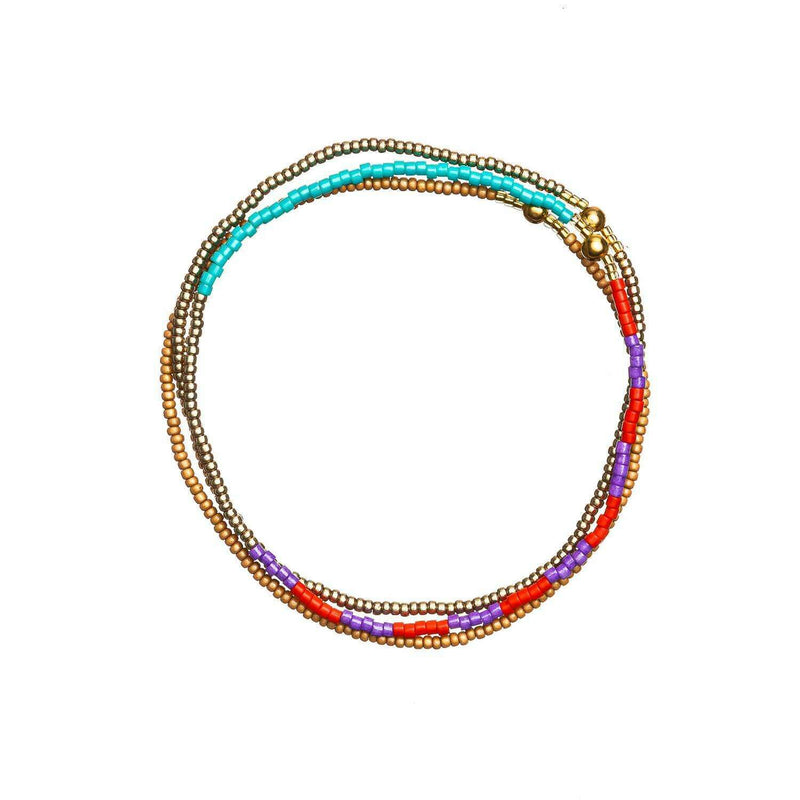 Bracelet Sacred Ordinary - Red/Purple/Gold/Turquoise Stack