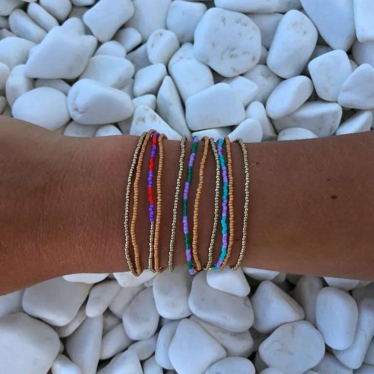 Bracelet Sacred Ordinary - Smoke/Turquoise/Gold/Squash Stack