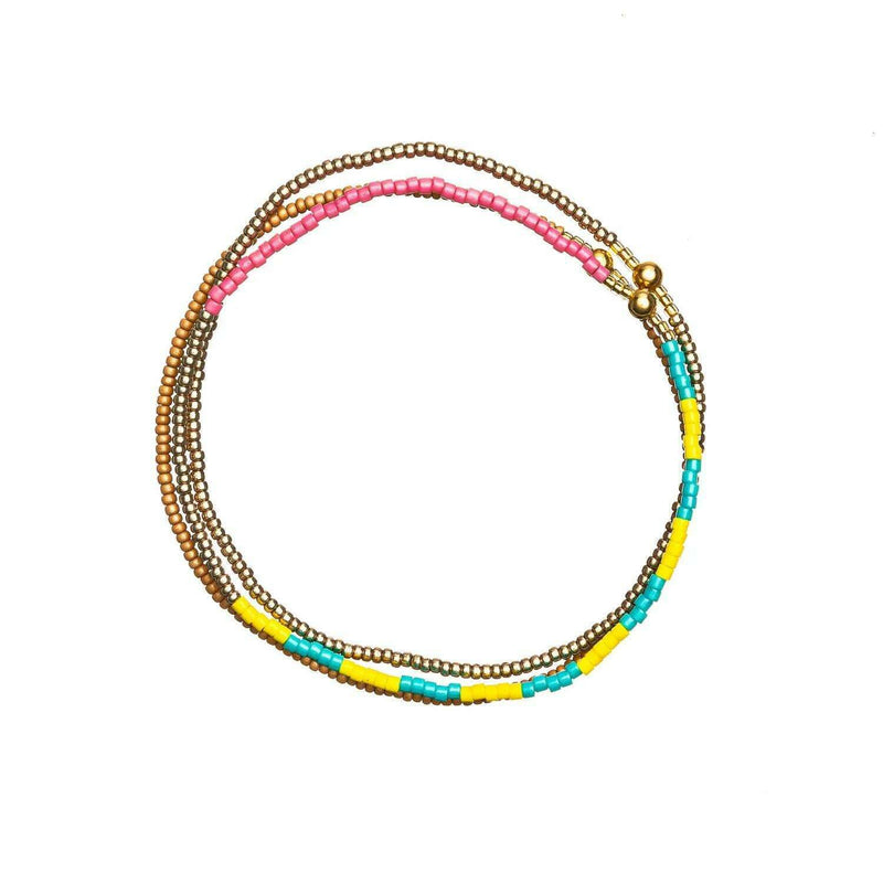 Bracelet Sacred Ordinary - Turquoise/Neon Yellow/Gold/Pink Stack