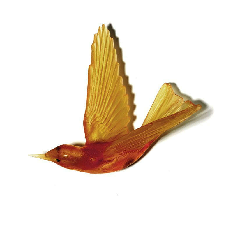 Cast Glass Bird Korimako/Bellbird Wings Back