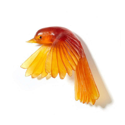 Cast Glass Bird Pīwakawaka/Fantail Wings Down