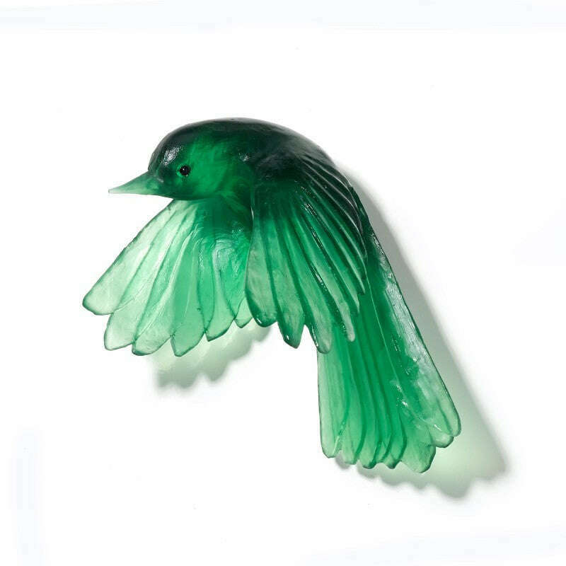 Cast Glass Bird Pīwakawaka/Fantail Wings Down