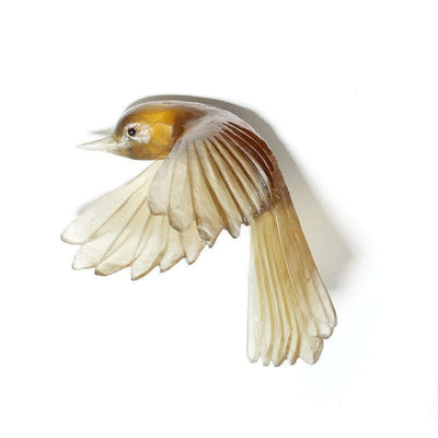 Cast Glass Bird Pīwakawaka/Fantail Wings Down