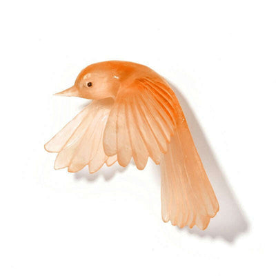 Cast Glass Bird Pīwakawaka/Fantail Wings Down