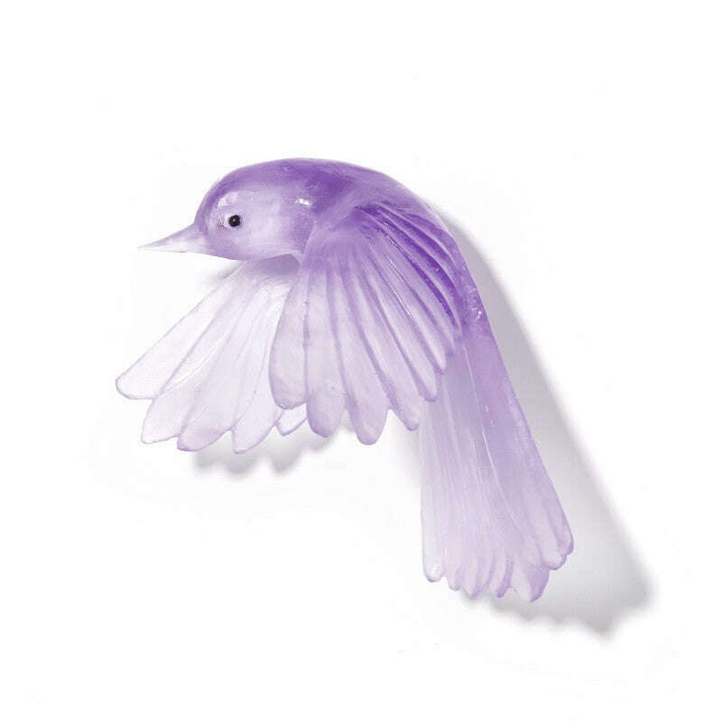 Cast Glass Bird Pīwakawaka/Fantail Wings Down