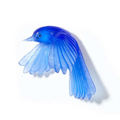 Cast Glass Bird Pīwakawaka/Fantail Wings Down