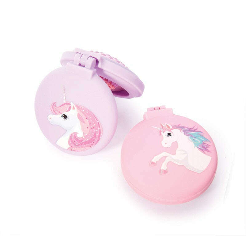 Compact Hairbrush & Mirror Unicorn