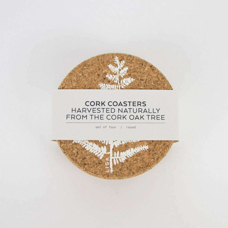 Cork Fern Coasters set of 4