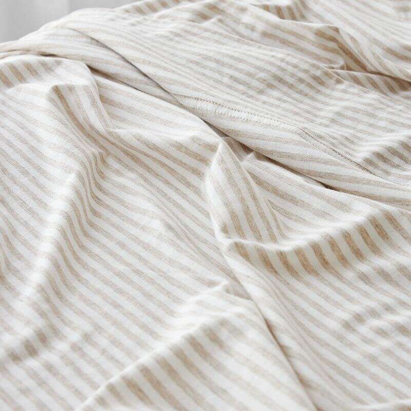 Cotton Jersey Flat Sheet Biscuit Stripe