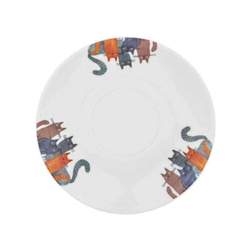 Cup & Saucer Quirky Cats Four Friends