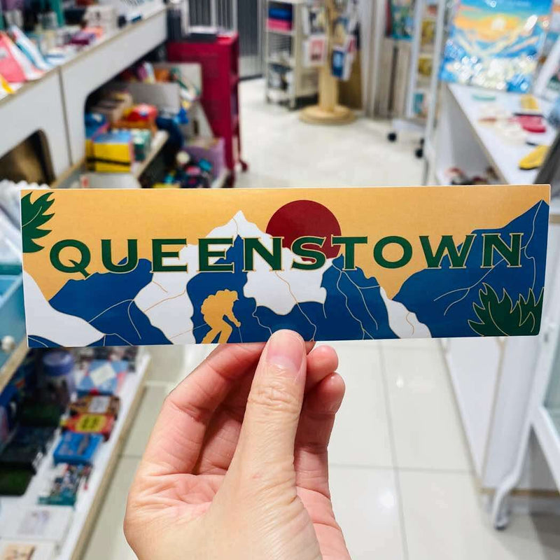 Cut Off Sticker Rectangle Queenstown Ski