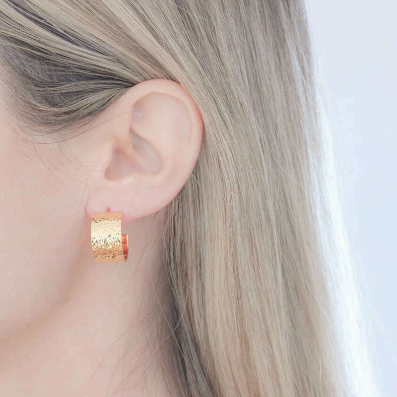 Earrings - Solaris REMIX Hammered Chubby Hoops GF