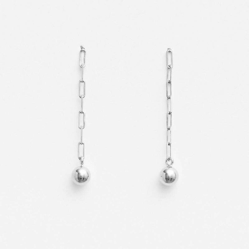 Earrings Ball and Chain Silver