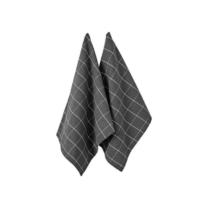 Eco Check 2 Pack Kitchen Towel Charcoal