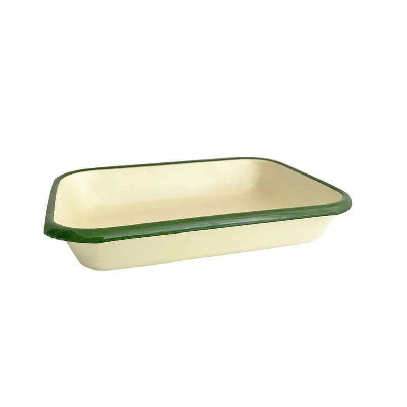 Enamel Rectangle Baking Tray Cream Green