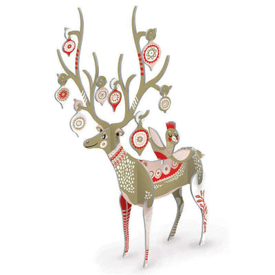 Folksy Reindeer Pop & Slot Decoration Red