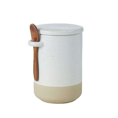 Jenson Canister with Spoon Speckled White