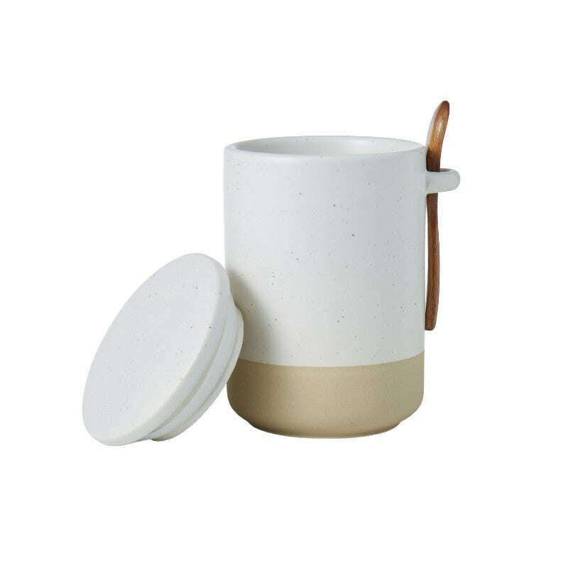 Jenson Canister with Spoon Speckled White