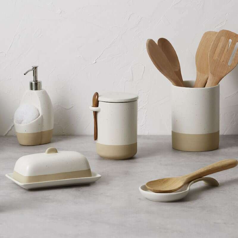 Jenson Canister with Spoon Speckled White