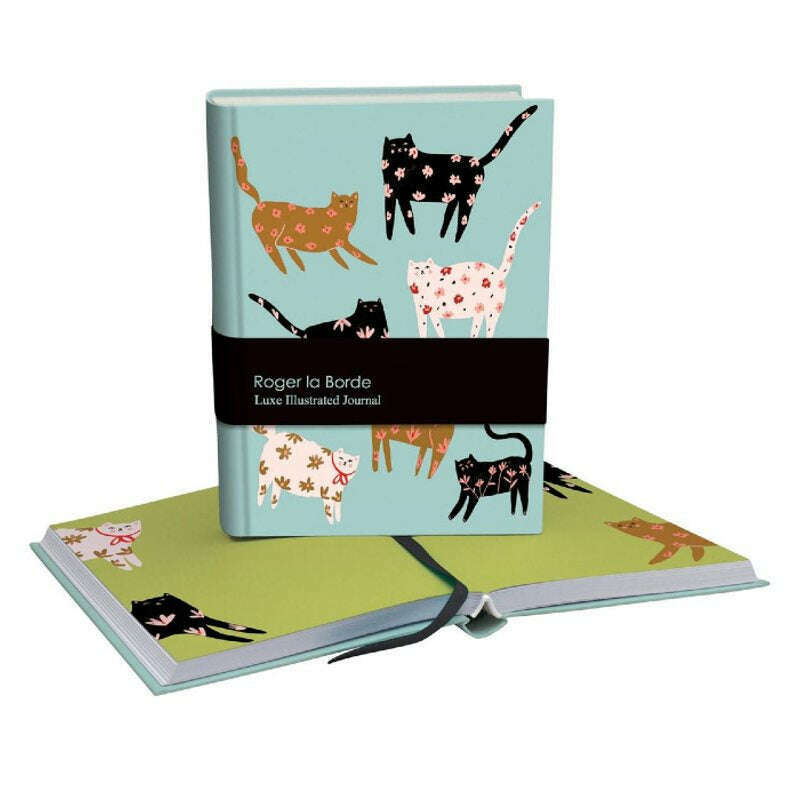 Journal Cinnamon Blue Cats Illustrated