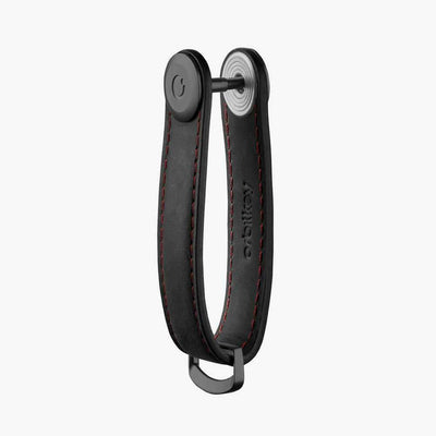 Key Organiser Crazy Horse Leather Obsidian Black Red