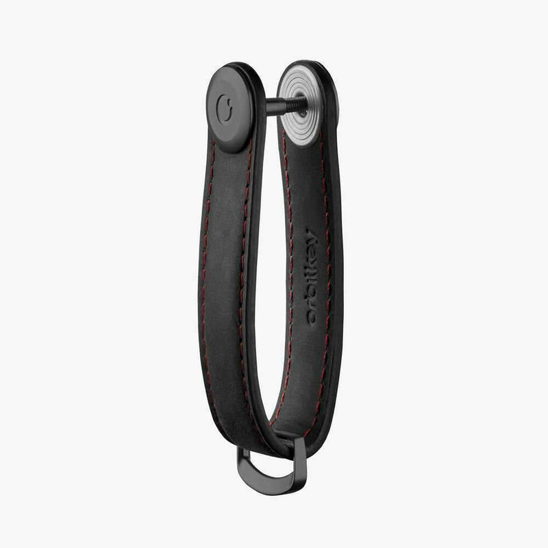 Key Organiser Crazy Horse Leather Obsidian Black Red