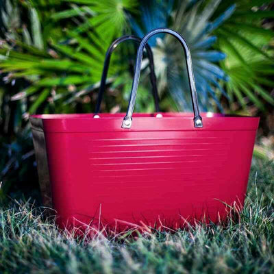 Large Bag Maroon Green Plastic