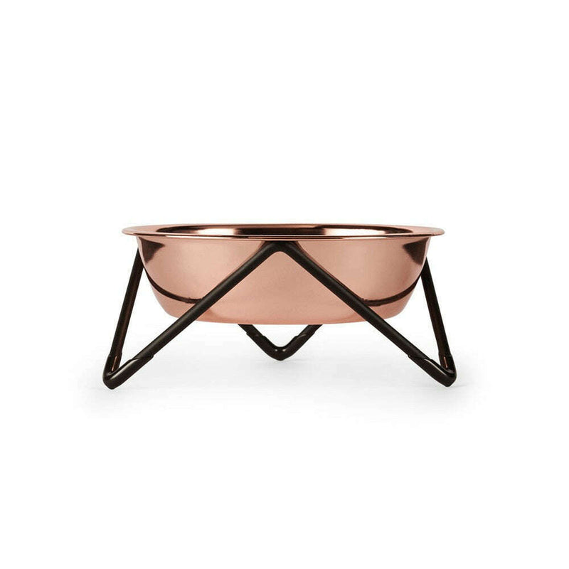 Meow Lux Cat Bowl Copper Stand Black