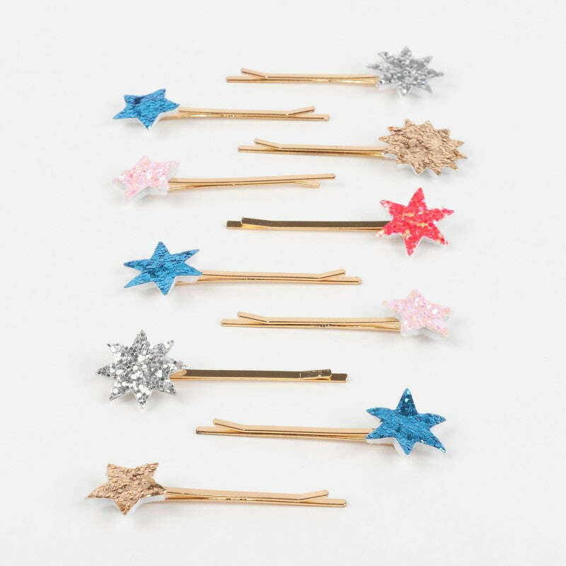 Mixed Glitter Star Hair Slides