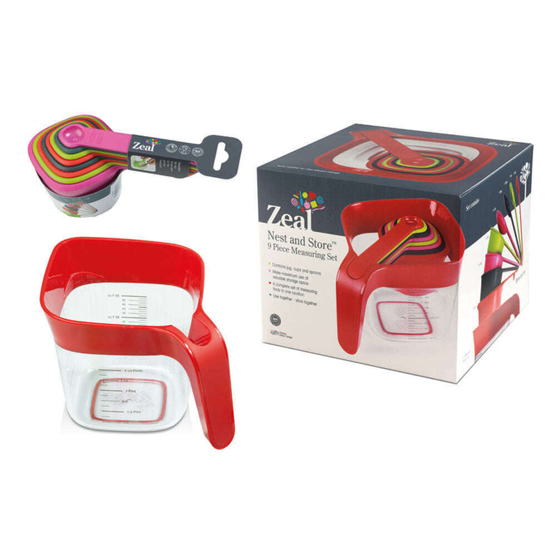 Nest and Store 9 Piece Measuring Set Red