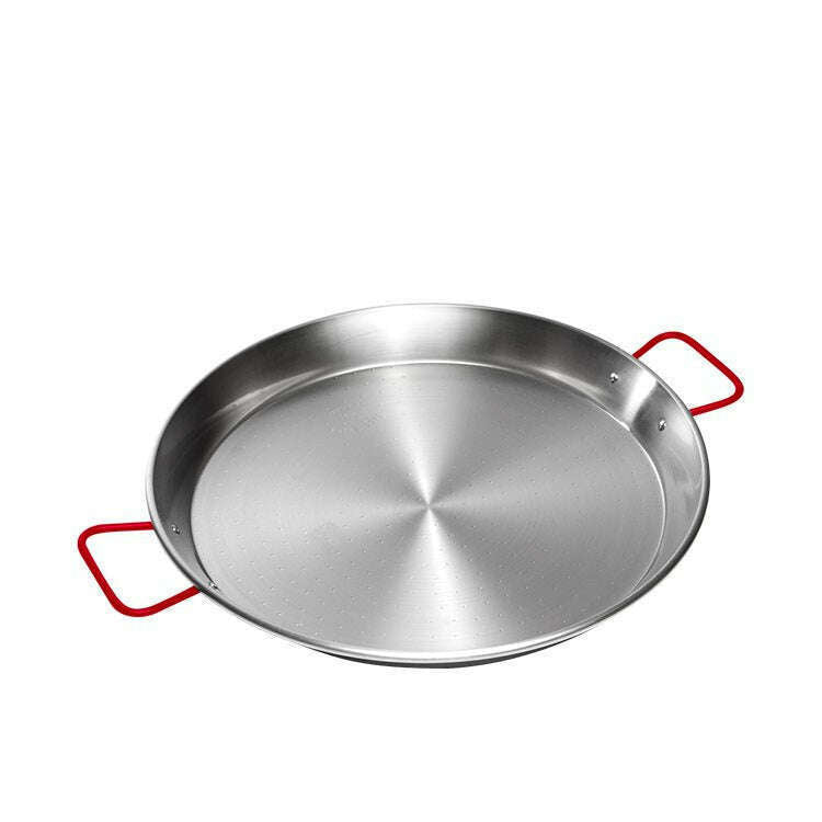 Paella Pan Black Steel Red Handled 32cm