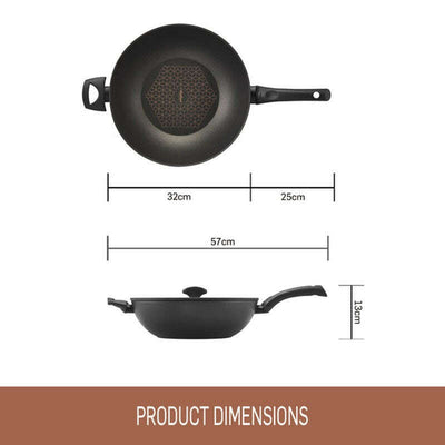 Per Salute Nonstick Induction Covered Stirfry Wok 32cm