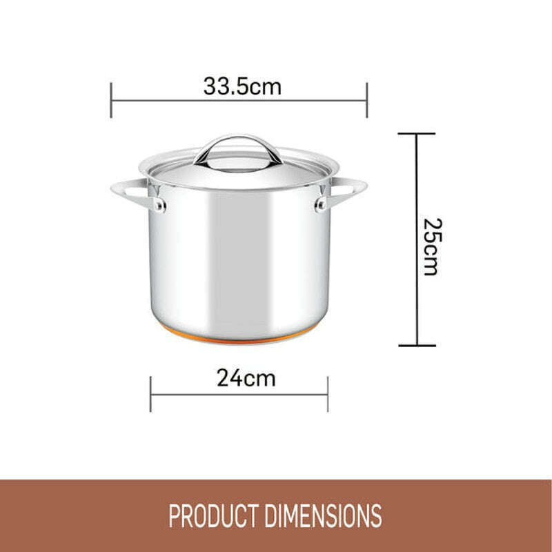 Per Vita Stainless Steel Covered Stockpot 24cm/9L