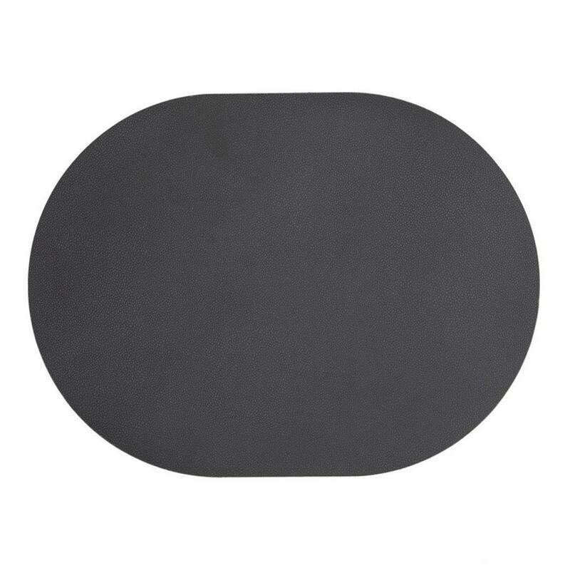 Placemat Hugo Oval Vinyl 4 Pack Charcoal