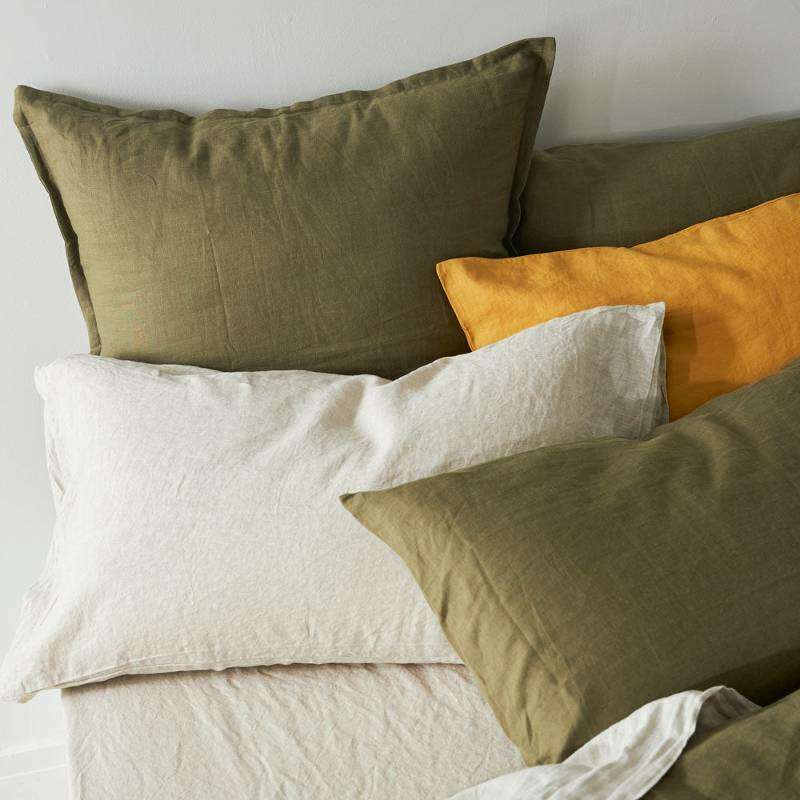 Pure Linen European Pillowcase Olive