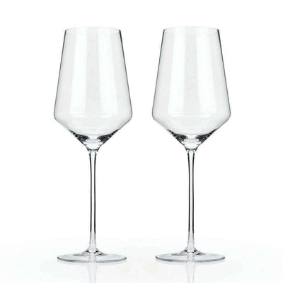 Raye Angled Crystal Bordeaux Glasses Set of 2