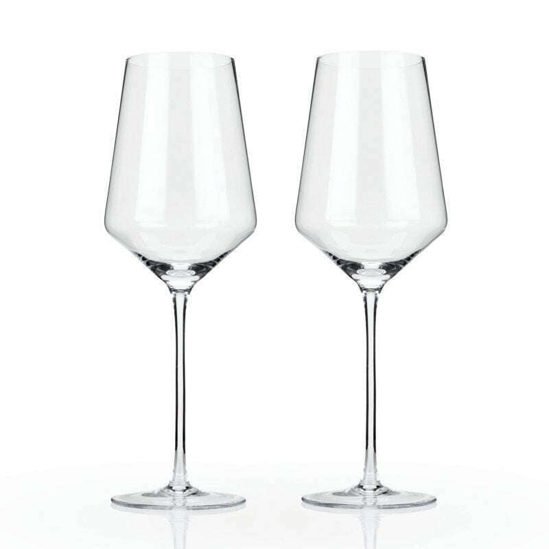 Raye Angled Crystal Bordeaux Glasses Set of 2