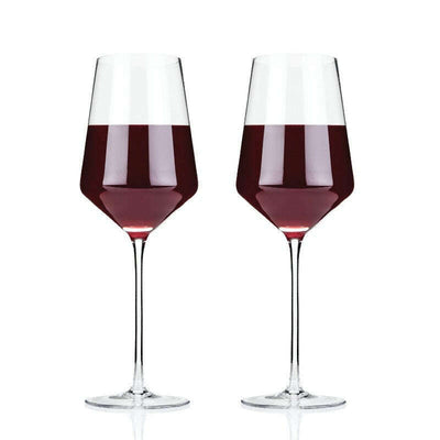 Raye Angled Crystal Bordeaux Glasses Set of 2