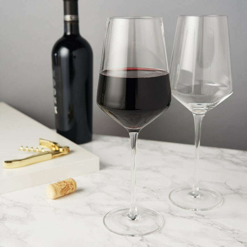 Raye Angled Crystal Bordeaux Glasses Set of 2