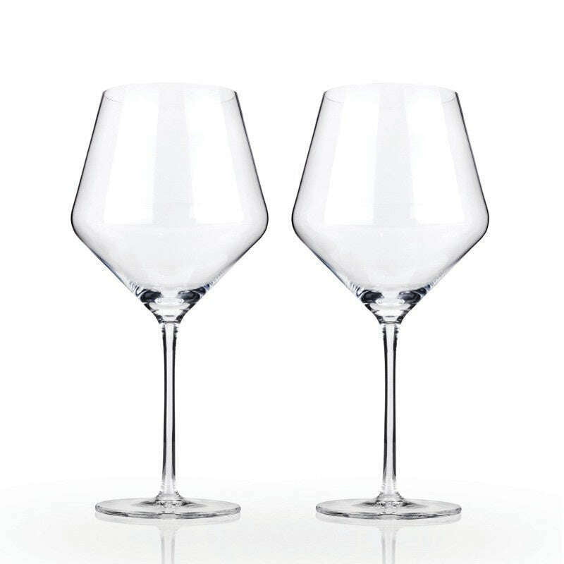 Raye Angled Crystal Burgundy Glasses Set of 2