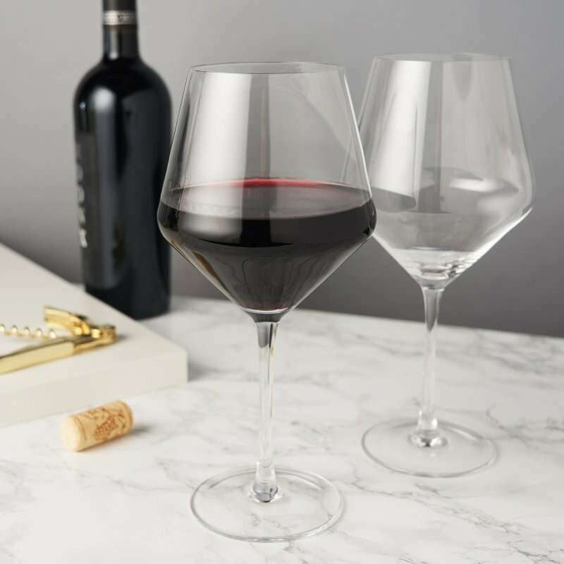 Raye Angled Crystal Burgundy Glasses Set of 2