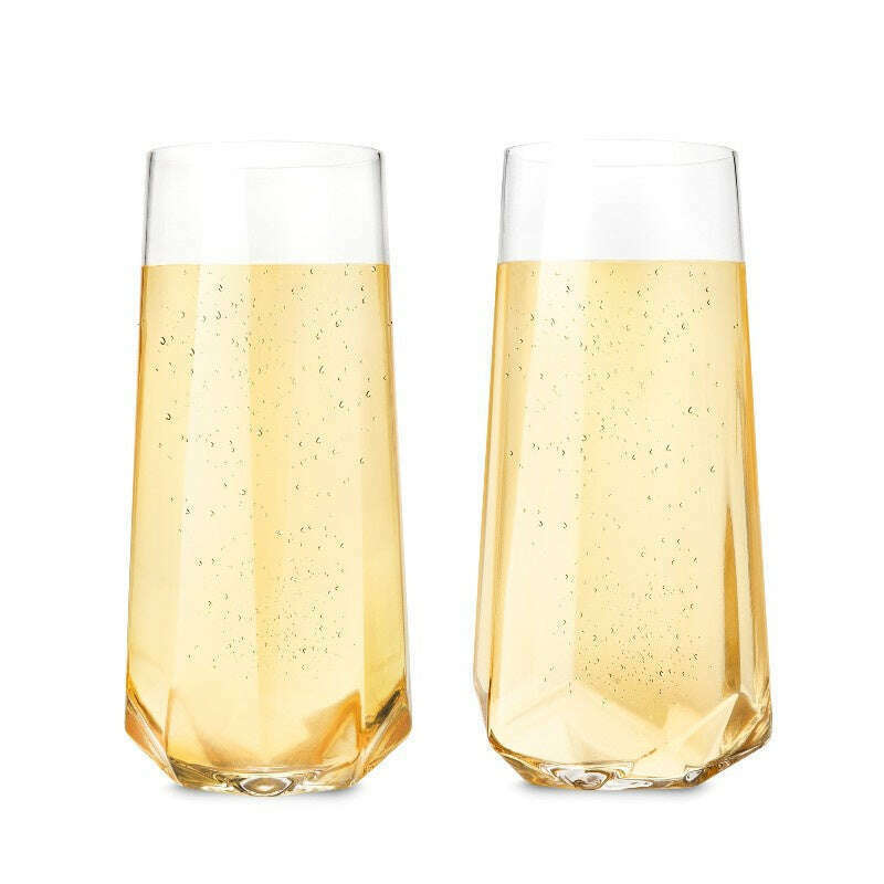 Raye Faceted Crystal Champagne Glass Set of 2