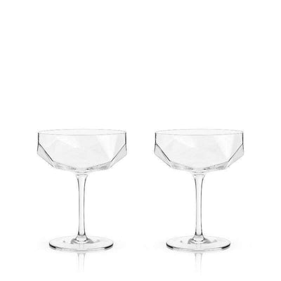Raye Faceted Crystal Coupe Glasses Set of 2