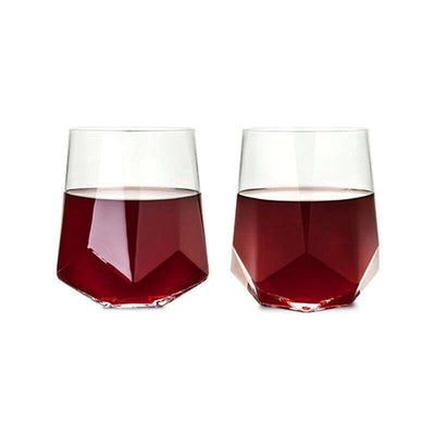 Raye Faceted Crystal Wine Glass Set of 2