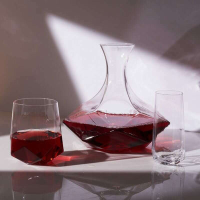 Raye Faceted Crystal Wine Glass Set of 2