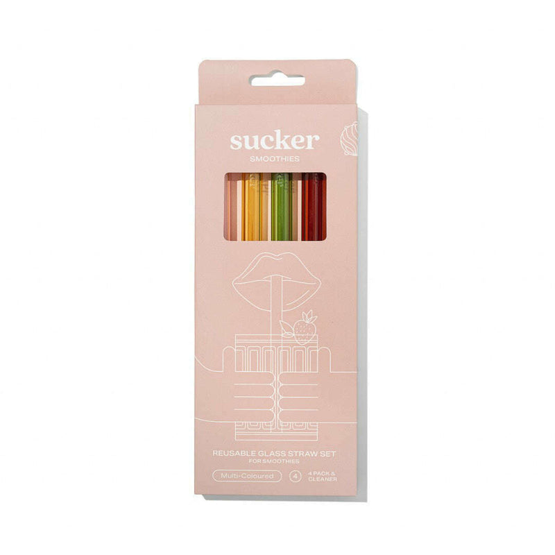 Re-Usable Glass Smoothie Straws Multi-Colour