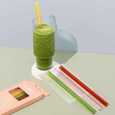 Re-Usable Glass Smoothie Straws Multi-Colour