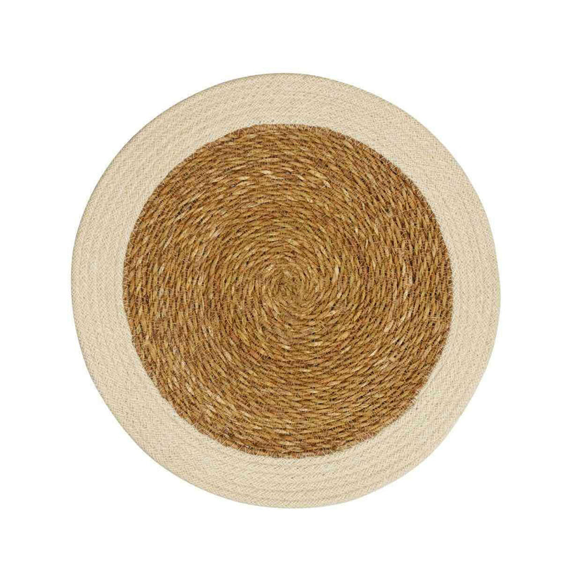 Round Placemat Natural with Thick White Edge